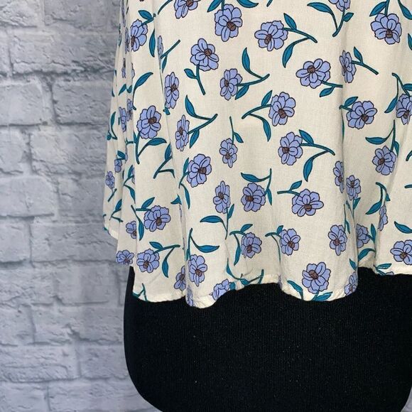 Mine floral print adjustable strap elastic fit lined cropped tank sz S - Picture 3 of 11